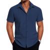 COOFANDY Mens Short Sleeve Button Down Shirt Lightweight Wrinkle Free Untucked Dress Shirts(Navy Blue)