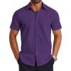 COOFANDY Mens Short Sleeve Button Down Shirt Lightweight Wrinkle Free Untucked Dress Shirts(Purple)