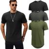 COOFANDY Mens T Shirts Casual Short Sleeve Cotton Tee Shirts Hipster Hip Hop Longline T-Shirt Basic Summer Tops(3 Pack- Black/ Dark Grey / Army Green)