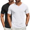 COOFANDY Men’s T Shirts Short Sleeve Classic V Neck T-Shirt Casual Summer Basic Tee Shirt(Y-black/White-2 Pack)