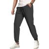 COOFANDY Men’s Waffle Jogger Lightweight Drawstring Casual Pants Slim Fit Jogger Sweatpants with Pockets(Black)