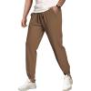 COOFANDY Men’s Waffle Jogger Lightweight Drawstring Casual Pants Slim Fit Jogger Sweatpants with Pockets(Brown)