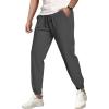 COOFANDY Men’s Waffle Jogger Lightweight Drawstring Casual Pants Slim Fit Jogger Sweatpants with Pockets(Dark Grey)