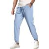 COOFANDY Men’s Waffle Jogger Lightweight Drawstring Casual Pants Slim Fit Jogger Sweatpants with Pockets(Light Blue)