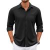 COOFANDY Mens Wrinkle Free Dress Shirts Long Sleeve Untucked Shirts Casual Button Down Shirts(Black)