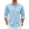COOFANDY Mens Wrinkle Free Dress Shirts Long Sleeve Untucked Shirts Casual Button Down Shirts(Blue)