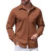 COOFANDY Mens Wrinkle Free Dress Shirts Long Sleeve Untucked Shirts Casual Button Down Shirts(Brown)