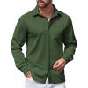 COOFANDY Mens Wrinkle Free Dress Shirts Long Sleeve Untucked Shirts Casual Button Down Shirts(Dark Army Green)