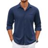 COOFANDY Mens Wrinkle Free Dress Shirts Long Sleeve Untucked Shirts Casual Button Down Shirts(Dark Blue)