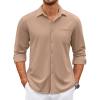 COOFANDY Mens Wrinkle Free Dress Shirts Long Sleeve Untucked Shirts Casual Button Down Shirts(Khaki)