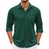 COOFANDY Mens Wrinkle Free Dress Shirts Long Sleeve Untucked Shirts Casual Button Down Shirts(Lake Green)