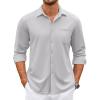 COOFANDY Mens Wrinkle Free Dress Shirts Long Sleeve Untucked Shirts Casual Button Down Shirts(Light Grey)