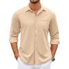 COOFANDY Mens Wrinkle Free Dress Shirts Long Sleeve Untucked Shirts Casual Button Down Shirts(Light Khaki)