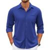 COOFANDY Mens Wrinkle Free Dress Shirts Long Sleeve Untucked Shirts Casual Button Down Shirts(Royal Blue)