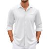 COOFANDY Mens Wrinkle Free Dress Shirts Long Sleeve Untucked Shirts Casual Button Down Shirts(White)