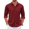 COOFANDY Mens Wrinkle Free Dress Shirts Long Sleeve Untucked Shirts Casual Button Down Shirts(Wine Red)