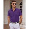 COOFANDY Mens Dress Shirts Short Sleeve Business Casual Shirts Regular Fit Casual Button Down Untucked Shirts(Purple)