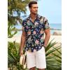 COOFANDY Mens Hawaiian Shirt Short Sleeve Button Down Shirts Tropical Summer Beach Shirts Casual Floral Aloha Shirts(Navy-pink Flower)