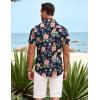 COOFANDY Mens Hawaiian Shirt Short Sleeve Button Down Shirts Tropical Summer Beach Shirts Casual Floral Aloha Shirts(Navy-pink Flower)
