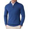 COOFANDY Men’s Quarter Zip Up Sweaters Slim Fit Lightweight Mock Neck Pullover Casual Polo Sweaters(A-dark Blue)