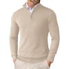 COOFANDY Men’s Quarter Zip Up Sweaters Slim Fit Lightweight Mock Neck Pullover Casual Polo Sweaters(Cream)