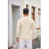COOFANDY Men’s Knit Polo Sweater Casual Long Sleeve Polo Sweater Lightweight Button Down Golf Pullover Sweaters(Beige)