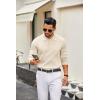 COOFANDY Men’s Knit Polo Sweater Casual Long Sleeve Polo Sweater Lightweight Button Down Golf Pullover Sweaters(Beige)