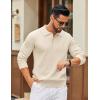 COOFANDY Men’s Knit Polo Sweater Casual Long Sleeve Polo Sweater Lightweight Button Down Golf Pullover Sweaters(Beige)