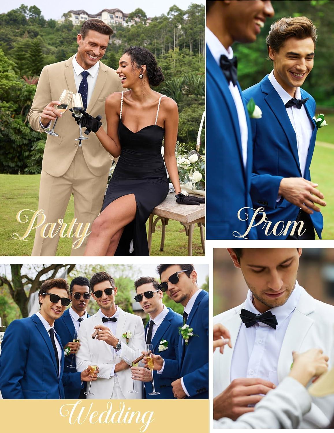 imageCOOFANDY Mens 2 Piece Suits Classic Fit Suit Set 2 Button Blazer Jacket and Dress Pants for Wedding Business PromKhaki