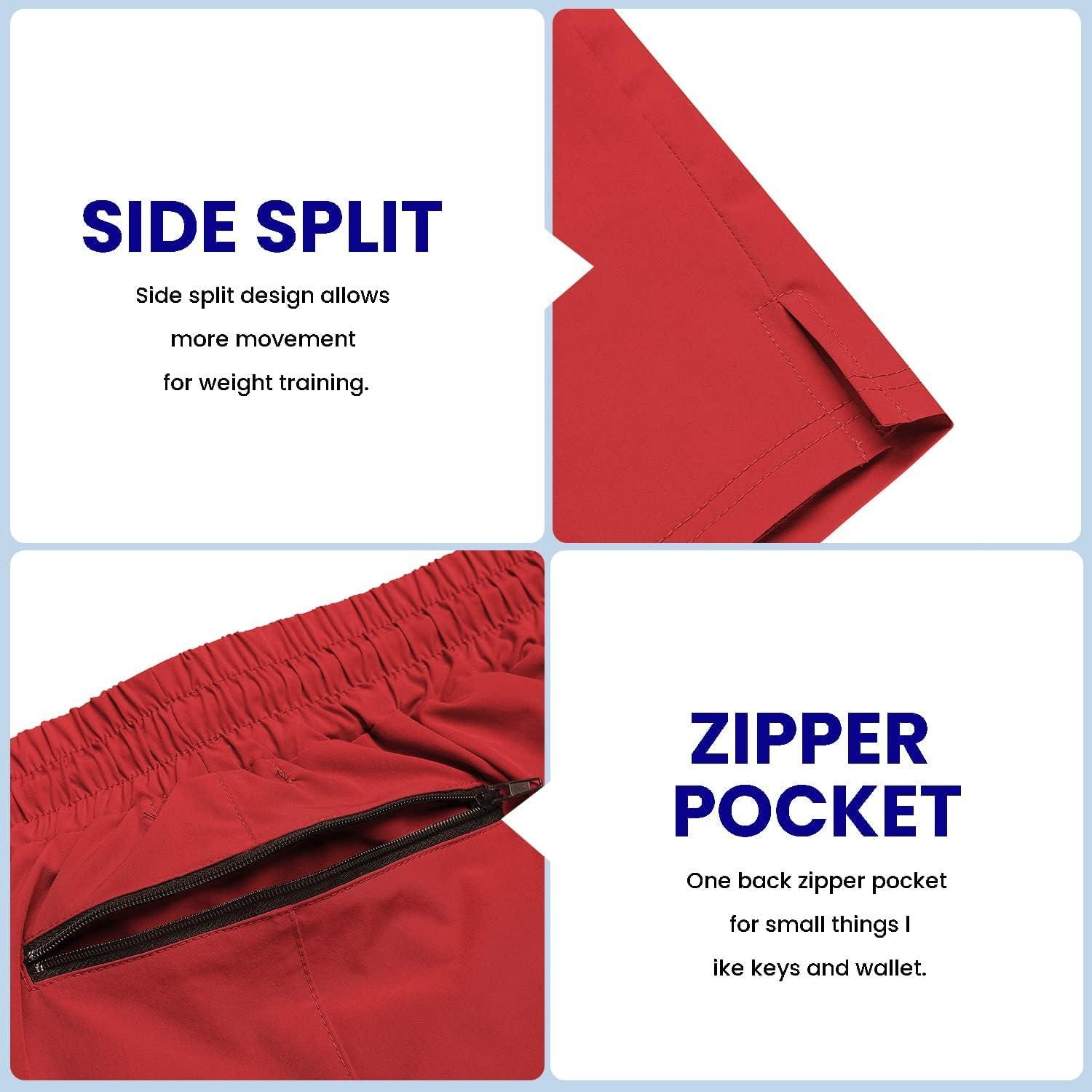 imageCOOFANDY Mens Athletic Shorts 7 Inch Quick Dry Stretch Lightweight Gym Workout Shorts with PocketsNavy BlueRed