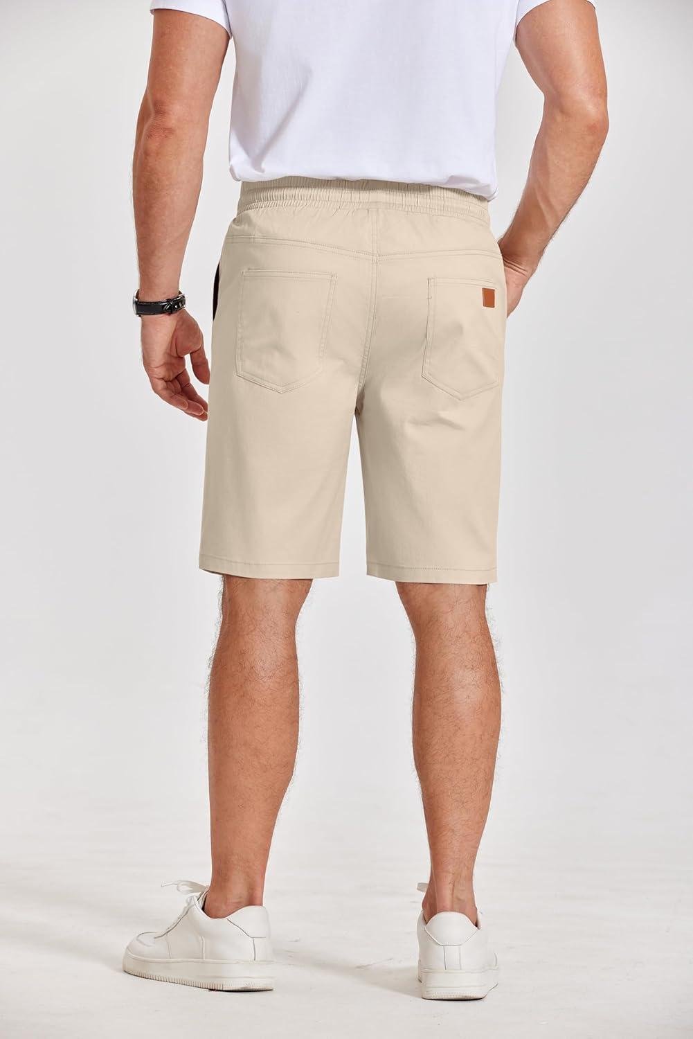 imageCOOFANDY Mens Casual Shorts Cotton Elastic Waist Drawstring Shorts Lightweight Summer Beach ShortsAbeige