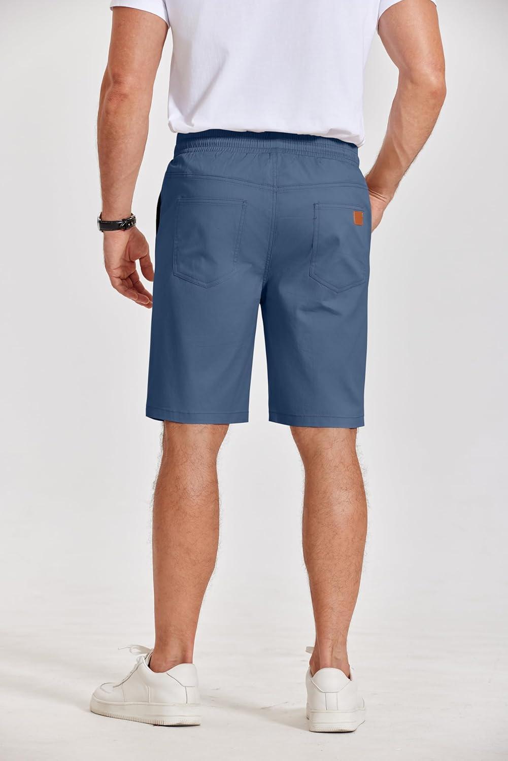 imageCOOFANDY Mens Casual Shorts Cotton Elastic Waist Drawstring Shorts Lightweight Summer Beach ShortsAblue