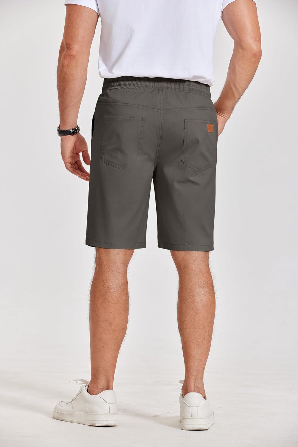 imageCOOFANDY Mens Casual Shorts Cotton Elastic Waist Drawstring Shorts Lightweight Summer Beach ShortsAdark Grey