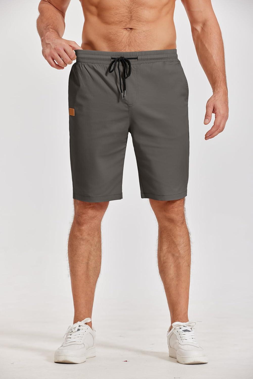 imageCOOFANDY Mens Casual Shorts Cotton Elastic Waist Drawstring Shorts Lightweight Summer Beach ShortsAdark Grey