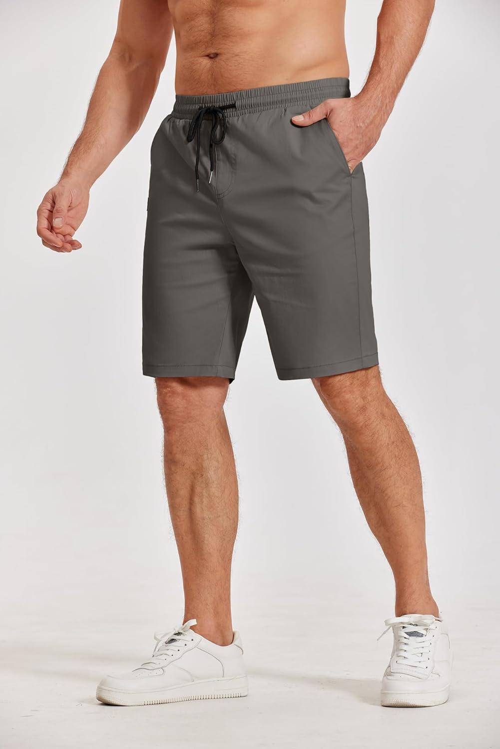 imageCOOFANDY Mens Casual Shorts Cotton Elastic Waist Drawstring Shorts Lightweight Summer Beach ShortsAdark Grey