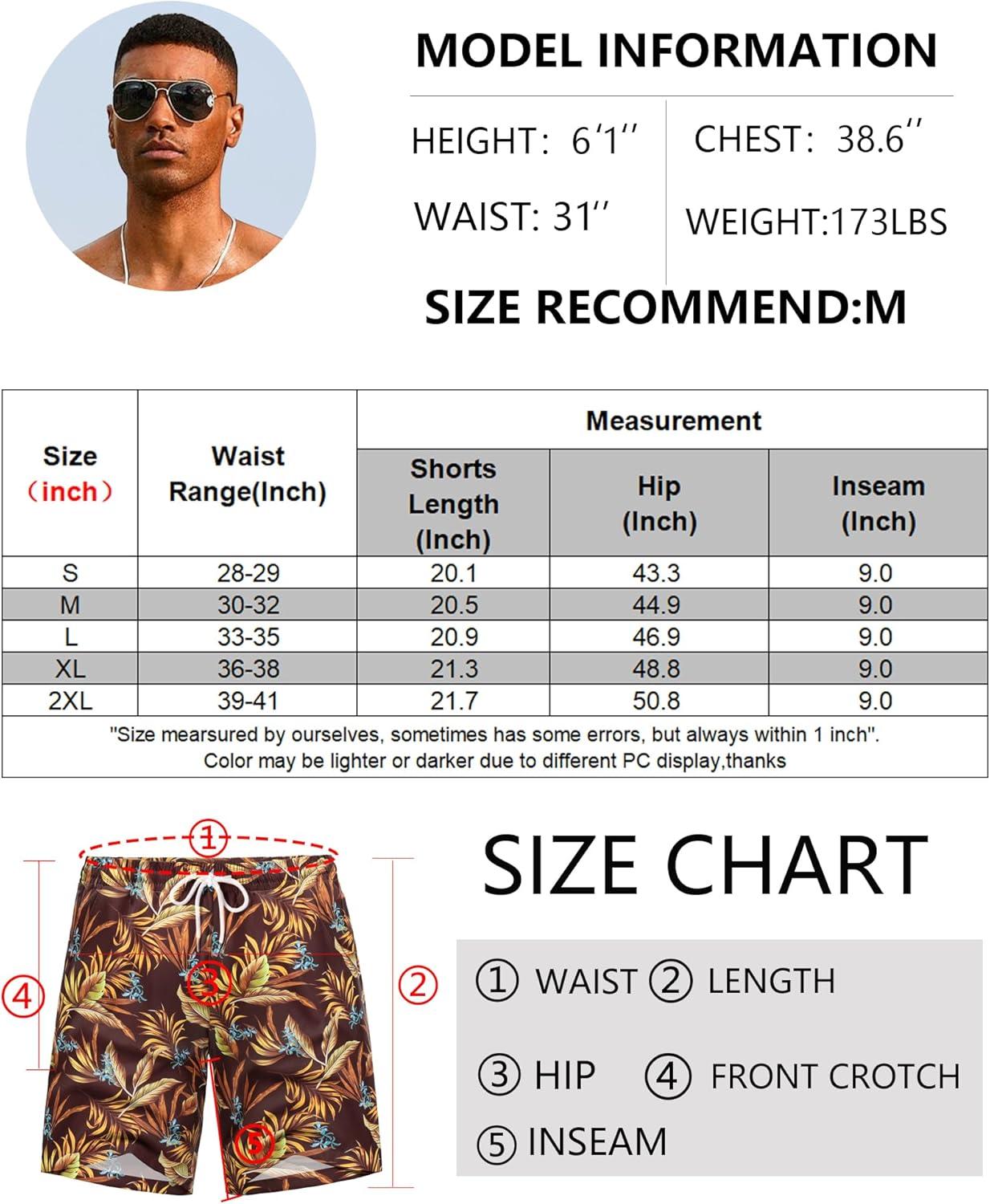 imageCOOFANDY Mens Hawaiian Beach Shorts Elastic Waist Drawstring Lightweight Summer Casual Shorts with PocketBrownyellow Leaf