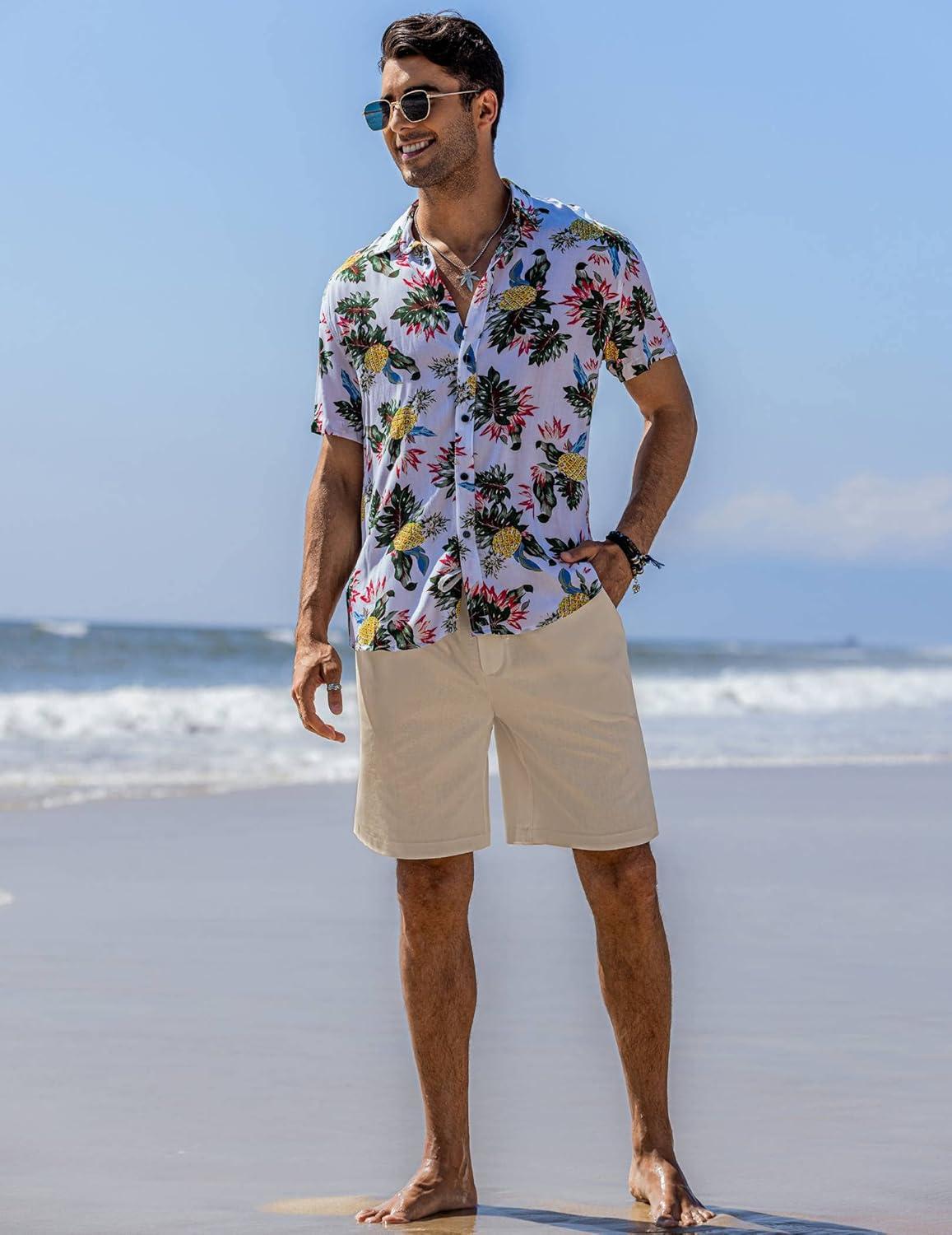 imageCOOFANDY Mens Linen Short Elastic Waist Drawstring Casual Summer Beach ShortsKhaki