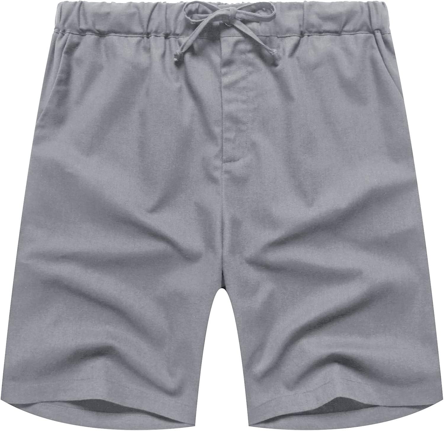 imageCOOFANDY Mens Linen Short Elastic Waist Drawstring Casual Summer Beach ShortsLight Gray