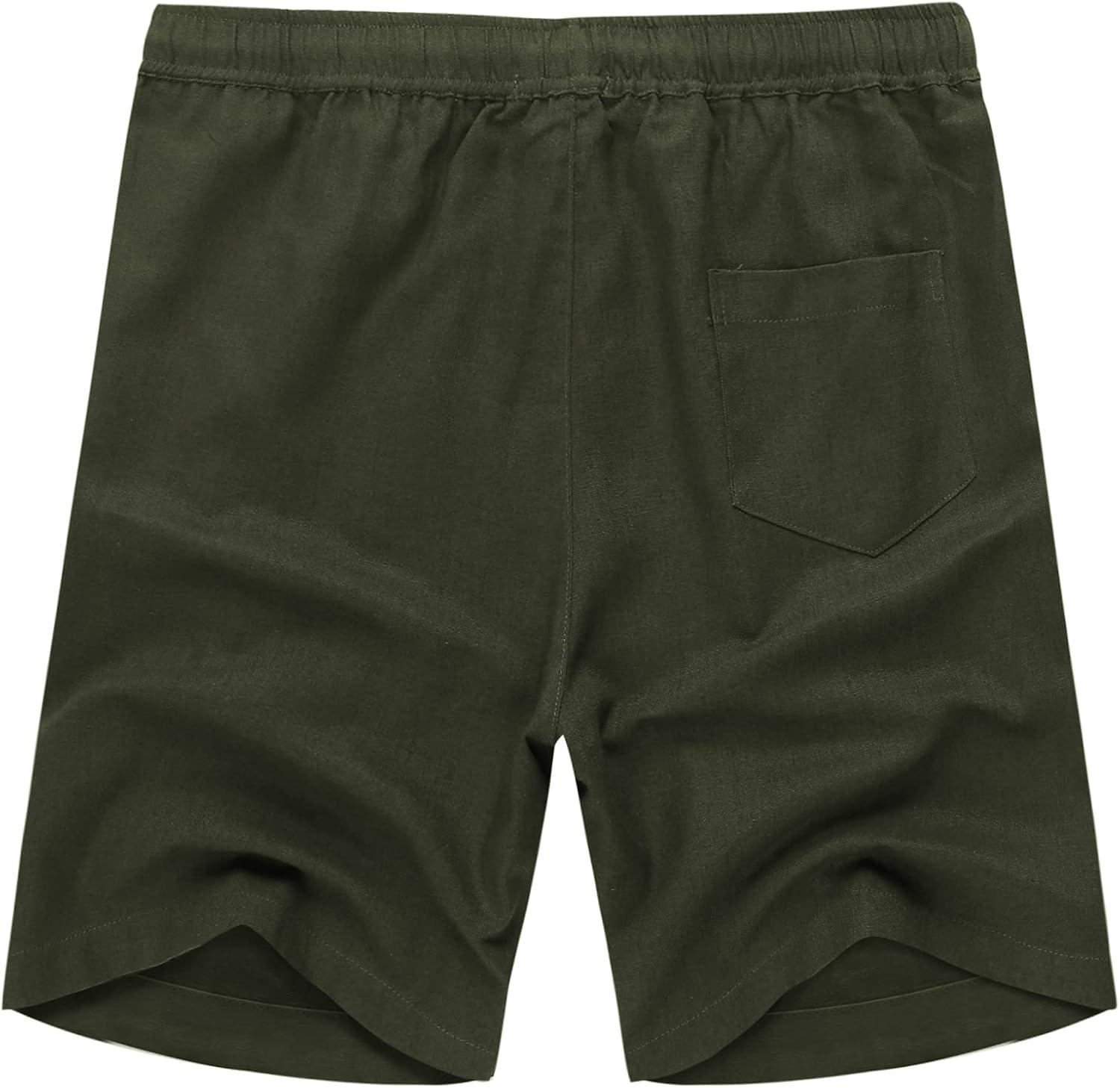 imageCOOFANDY Mens Linen Shorts Casual Elastic Waist Drawstring Summer Beach ShortsGreen
