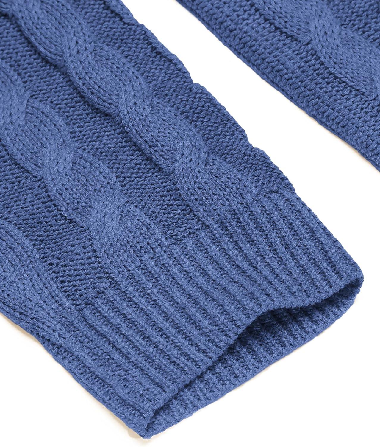 imageCOOFANDY Mens Shawl Collar Pullover Sweater Slim Fit Casual Button Cable Knit SweatersGray Blue