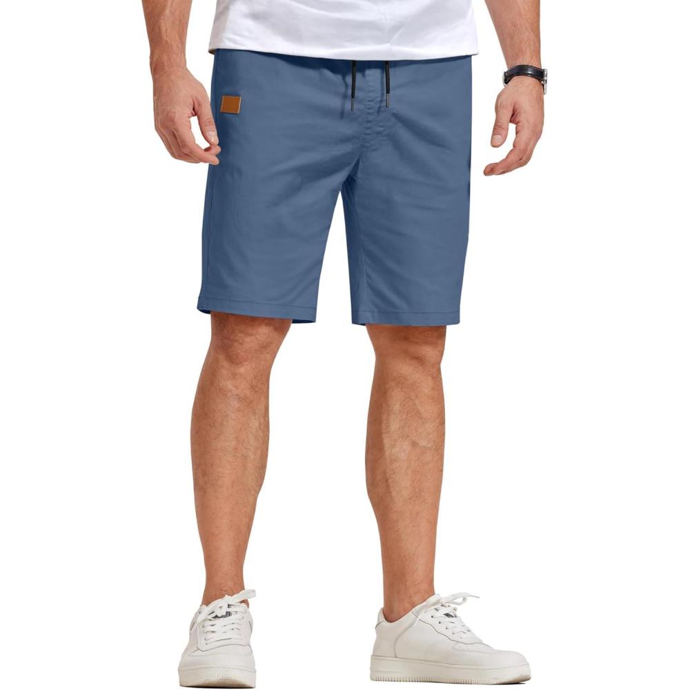 imageCOOFANDY Mens Casual Shorts Cotton Elastic Waist Drawstring Shorts Lightweight Summer Beach ShortsAblue