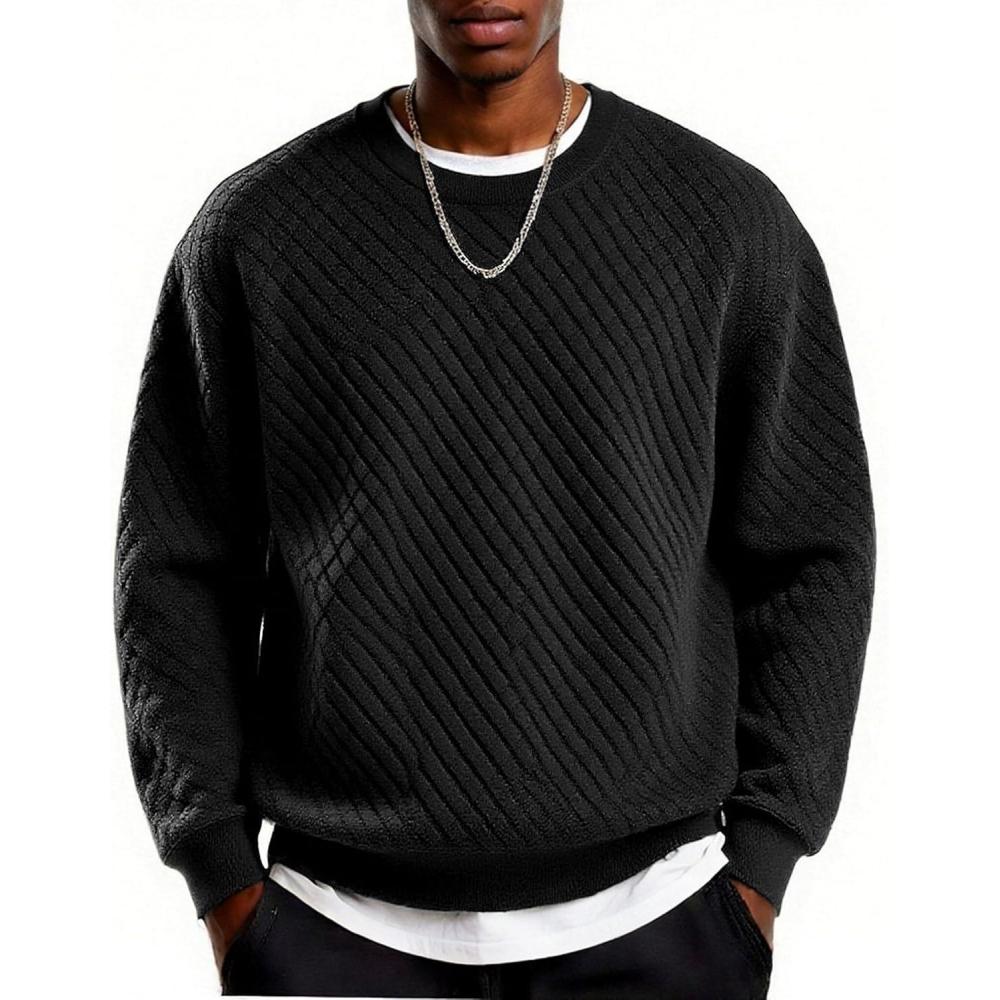 imageCOOFANDY Mens Crewneck Sweatshirt Geometric Texture Casual Long Sleeve Sweatshirts Fashion Pullover ShirtsBlack