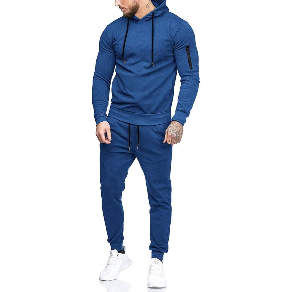 imageCOOFANDY Mens Tracksuit 2 Piece Hooded Athletic Sweatsuits Casual Running Jogging Sport Suit SetsBlue