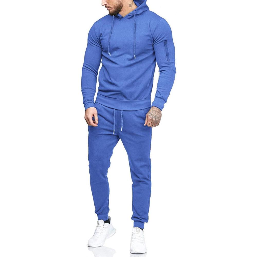 imageCOOFANDY Mens Tracksuit 2 Piece Hooded Athletic Sweatsuits Casual Running Jogging Sport Suit SetsRoyal Blue