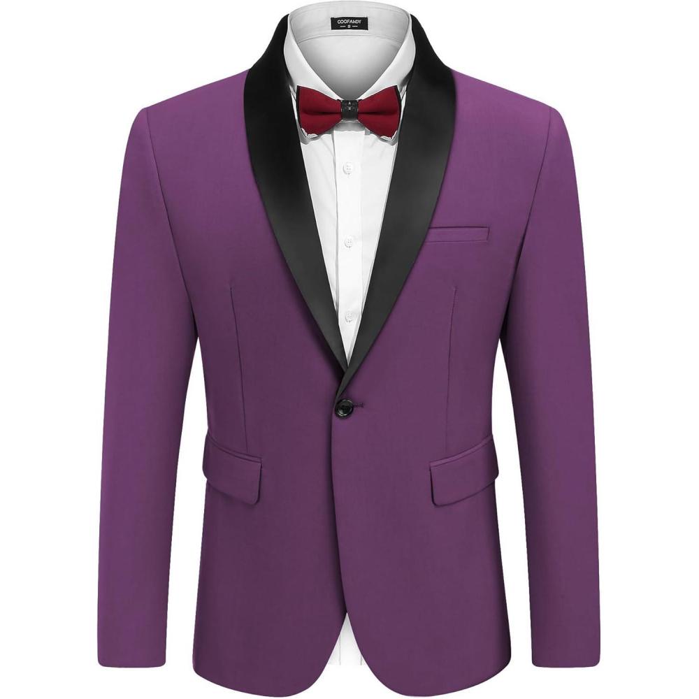 imageCOOFANDY Mens Tuxedo Jacket Wedding Suit Jacket Slim Fit Blazer Jacket for Dinner Prom PartyPurple