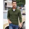 COOFANDY Men Quarter Button Sweater Pullover Cable Knit Henley Mock Neck Sweater(Army Green)