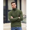 COOFANDY Men Quarter Button Sweater Pullover Cable Knit Henley Mock Neck Sweater(Army Green)