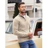 COOFANDY Men Quarter Button Sweater Pullover Cable Knit Henley Mock Neck Sweater(Beige)