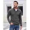 COOFANDY Men Quarter Button Sweater Pullover Cable Knit Henley Mock Neck Sweater(Dark Grey)