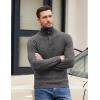 COOFANDY Men Quarter Button Sweater Pullover Cable Knit Henley Mock Neck Sweater(Dark Grey)